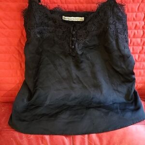 Abercrombie & Fitch Black Lace-Trim Silk Cami